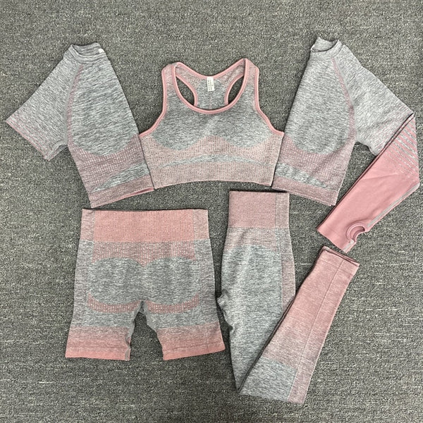 Seamless Gym Yoga Set For Women Fitness Bra Short Shirt Top Leggings Shorts Tracksuit Running Workout Sports Suit Hips Lifting | Vimost Shop.