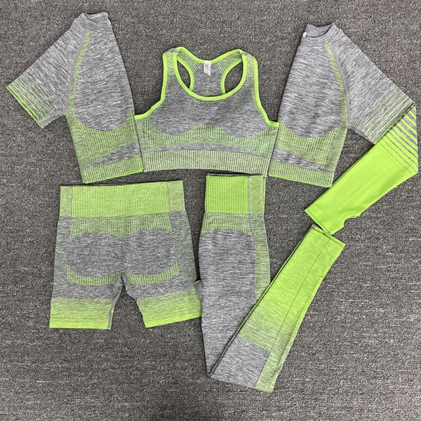 Seamless Gym Yoga Set For Women Fitness Bra Short Shirt Top Leggings Shorts Tracksuit Running Workout Sports Suit Hips Lifting | Vimost Shop.