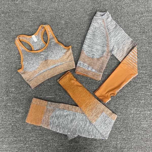Seamless Gym Yoga Set For Women Fitness Bra Short Shirt Top Leggings Shorts Tracksuit Running Workout Sports Suit Hips Lifting | Vimost Shop.