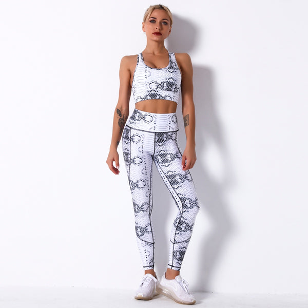 Seamless Camo Print Yoga Set Fashion Gym Fitness Vest Crop Top Leggings Suit Workout Running Straining Outfits For Women | Vimost Shop.