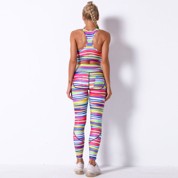 Seamless Camo Print Yoga Set Fashion Gym Fitness Vest Crop Top Leggings Suit Workout Running Straining Outfits For Women | Vimost Shop.