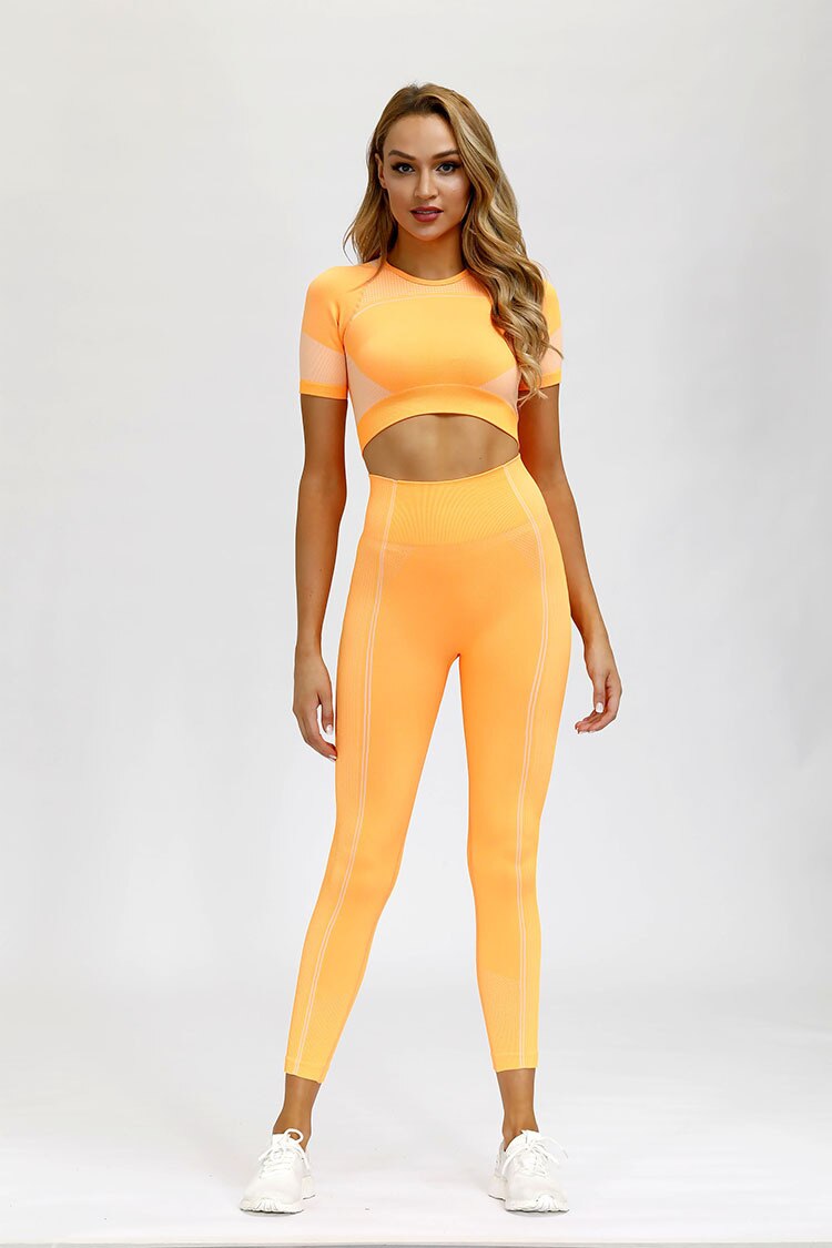 Seamless Striped Sports Yoga Leggings Fitness Training Pants Fashion High Elastics Gym Workout Running Push Up Casual Trousers | Vimost Shop.
