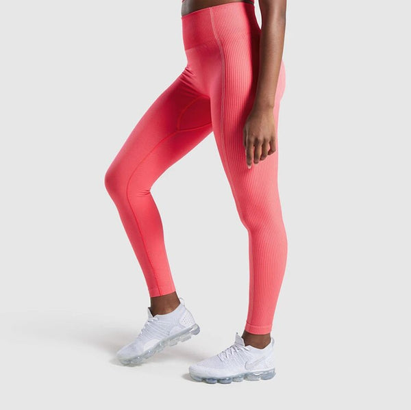 Seamless Striped Sports Yoga Leggings Fitness Training Pants Fashion High Elastics Gym Workout Running Push Up Casual Trousers | Vimost Shop.