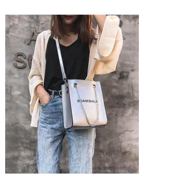 Fashion Women Bags Shoulder Crossbody Hand Long Chain Letter Printed Club Bucket Bag Girls Teenagers Handbag Female Luxury Tote | Vimost Shop.