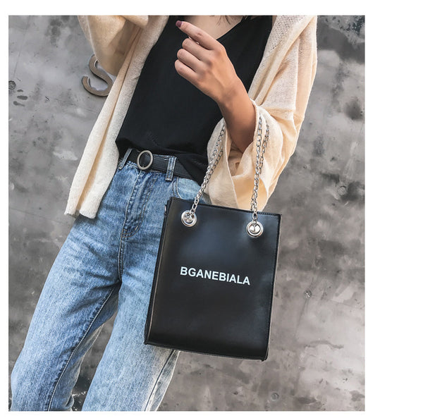 Fashion Women Bags Shoulder Crossbody Hand Long Chain Letter Printed Club Bucket Bag Girls Teenagers Handbag Female Luxury Tote | Vimost Shop.