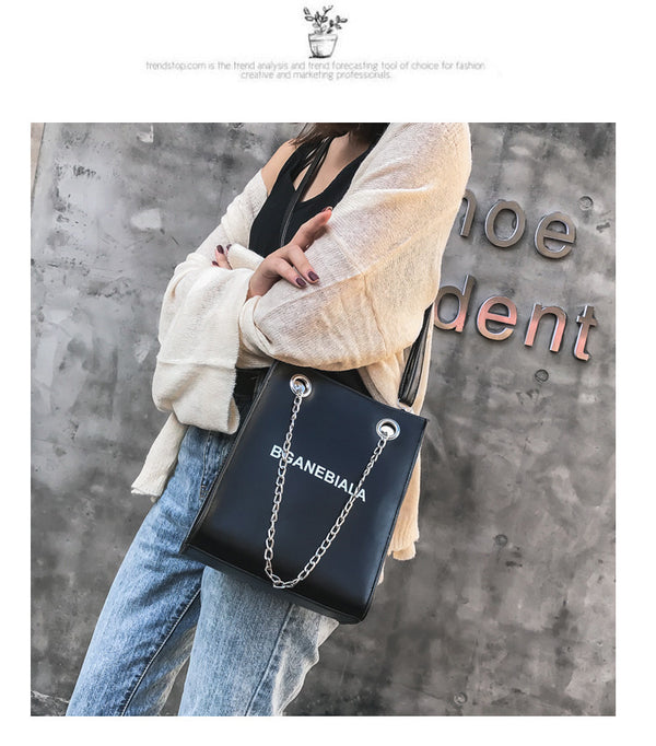 Fashion Women Bags Shoulder Crossbody Hand Long Chain Letter Printed Club Bucket Bag Girls Teenagers Handbag Female Luxury Tote | Vimost Shop.