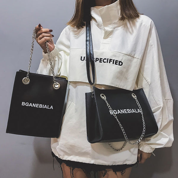 Fashion Women Bags Shoulder Crossbody Hand Long Chain Letter Printed Club Bucket Bag Girls Teenagers Handbag Female Luxury Tote | Vimost Shop.