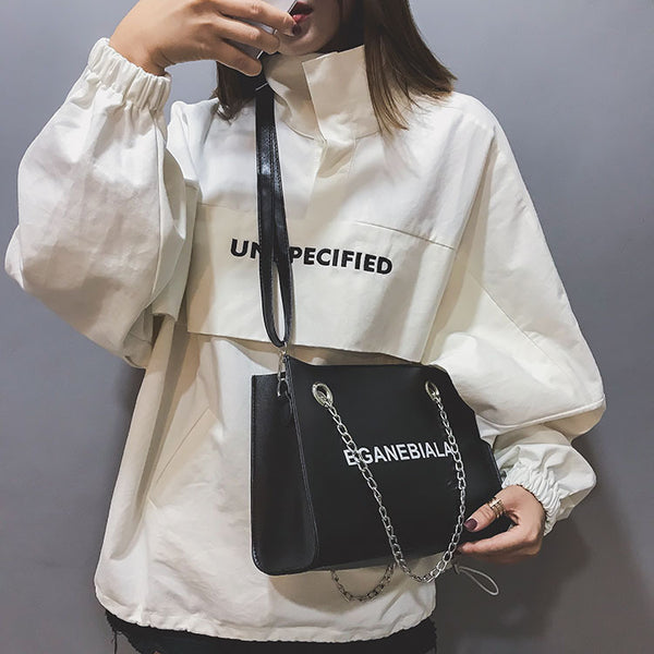 Fashion Women Bags Shoulder Crossbody Hand Long Chain Letter Printed Club Bucket Bag Girls Teenagers Handbag Female Luxury Tote | Vimost Shop.