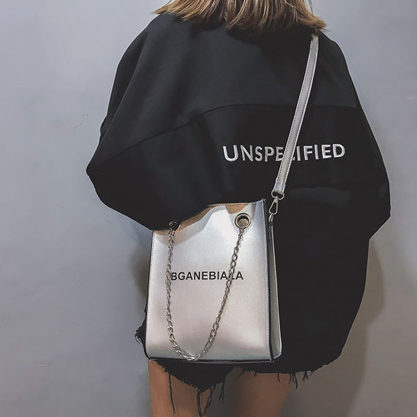 Fashion Women Bags Shoulder Crossbody Hand Long Chain Letter Printed Club Bucket Bag Girls Teenagers Handbag Female Luxury Tote | Vimost Shop.