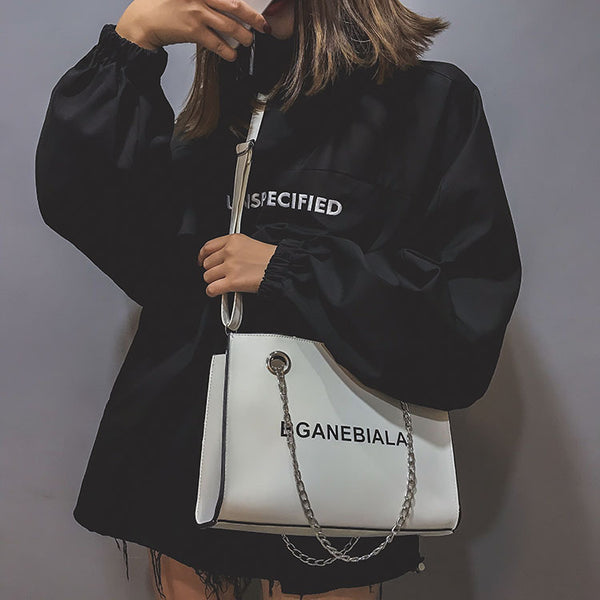 Fashion Women Bags Shoulder Crossbody Hand Long Chain Letter Printed Club Bucket Bag Girls Teenagers Handbag Female Luxury Tote | Vimost Shop.