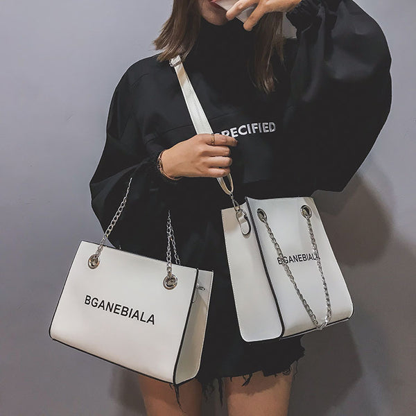Fashion Women Bags Shoulder Crossbody Hand Long Chain Letter Printed Club Bucket Bag Girls Teenagers Handbag Female Luxury Tote | Vimost Shop.