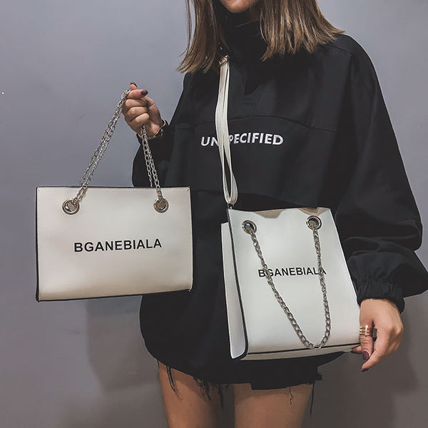 Fashion Women Bags Shoulder Crossbody Hand Long Chain Letter Printed Club Bucket Bag Girls Teenagers Handbag Female Luxury Tote | Vimost Shop.