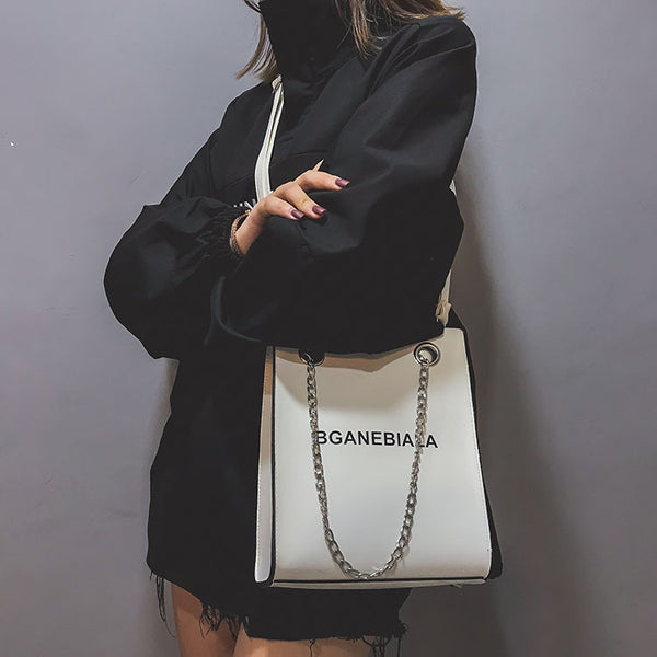 Fashion Women Bags Shoulder Crossbody Hand Long Chain Letter Printed Club Bucket Bag Girls Teenagers Handbag Female Luxury Tote | Vimost Shop.