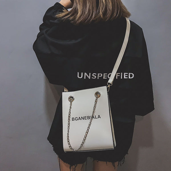 Fashion Women Bags Shoulder Crossbody Hand Long Chain Letter Printed Club Bucket Bag Girls Teenagers Handbag Female Luxury Tote | Vimost Shop.