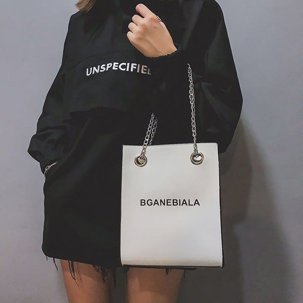 Fashion Women Bags Shoulder Crossbody Hand Long Chain Letter Printed Club Bucket Bag Girls Teenagers Handbag Female Luxury Tote | Vimost Shop.