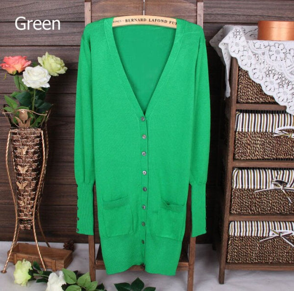 Quality Guarantee Spring Autumn Women Shell Button Brand Cardigan Long Casual Slim Cotton Solid Knitwear