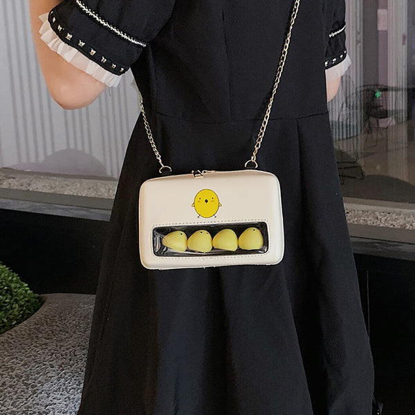 Fashipn Bags For Women Cute Chick Decor Transparent Small Square Bag Female Chain Shoulder Bag Casual Crossbody Bags Clutch | Vimost Shop.