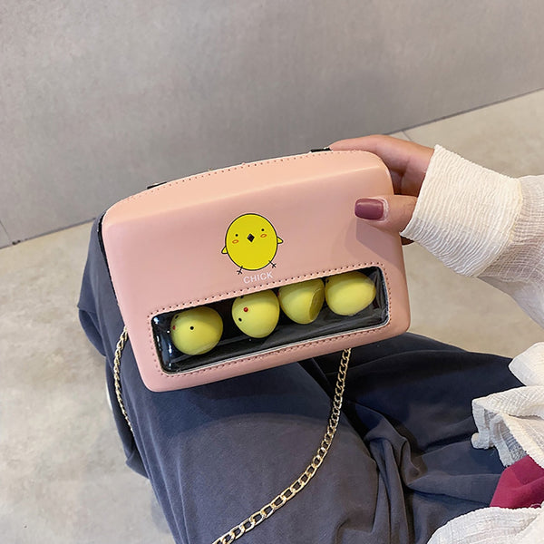 Fashipn Bags For Women Cute Chick Decor Transparent Small Square Bag Female Chain Shoulder Bag Casual Crossbody Bags Clutch | Vimost Shop.
