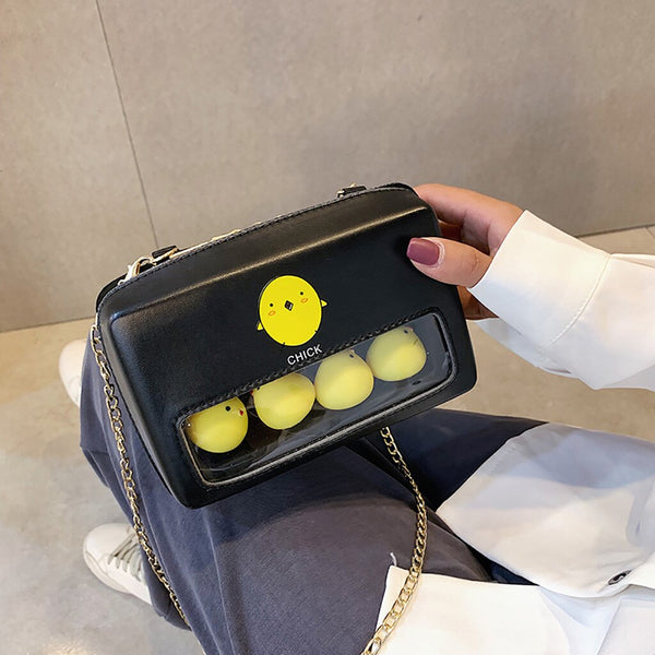 Fashipn Bags For Women Cute Chick Decor Transparent Small Square Bag Female Chain Shoulder Bag Casual Crossbody Bags Clutch | Vimost Shop.
