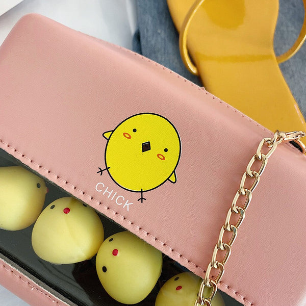 Fashipn Bags For Women Cute Chick Decor Transparent Small Square Bag Female Chain Shoulder Bag Casual Crossbody Bags Clutch | Vimost Shop.