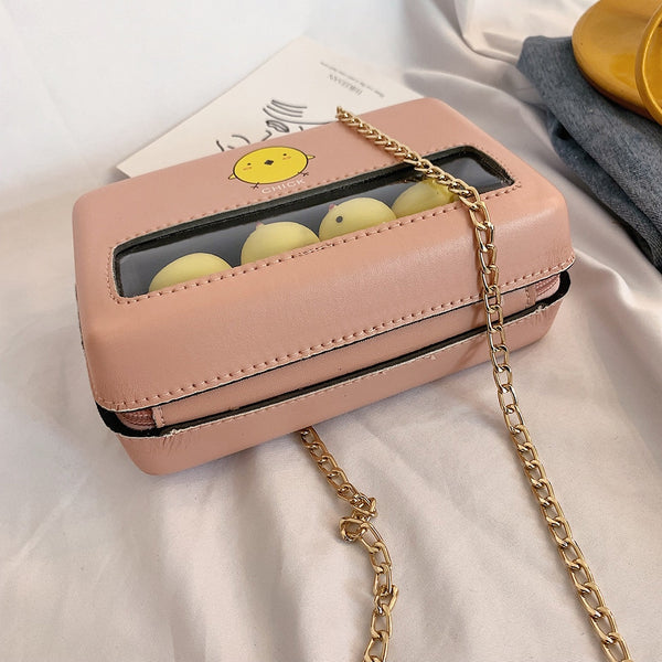 Fashipn Bags For Women Cute Chick Decor Transparent Small Square Bag Female Chain Shoulder Bag Casual Crossbody Bags Clutch | Vimost Shop.