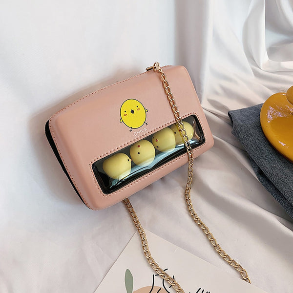 Fashipn Bags For Women Cute Chick Decor Transparent Small Square Bag Female Chain Shoulder Bag Casual Crossbody Bags Clutch | Vimost Shop.