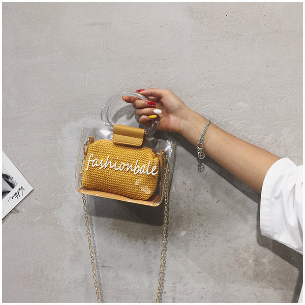 Transparent Jelly Bag Women's Shoulder Crossover Bag/Handbag Mother-in-law Bags Summer Straw Casual Fairy Bag Beach Handbag | Vimost Shop.