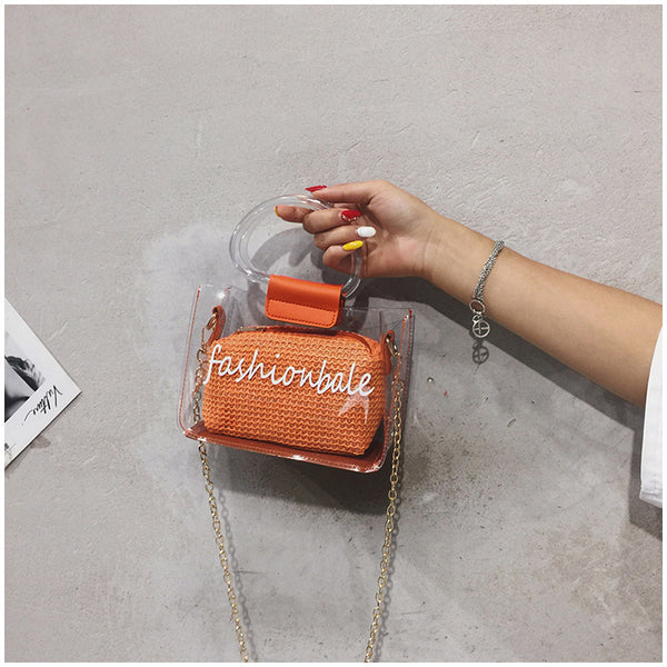Transparent Jelly Bag Women's Shoulder Crossover Bag/Handbag Mother-in-law Bags Summer Straw Casual Fairy Bag Beach Handbag | Vimost Shop.