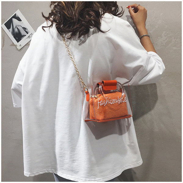 Transparent Jelly Bag Women's Shoulder Crossover Bag/Handbag Mother-in-law Bags Summer Straw Casual Fairy Bag Beach Handbag | Vimost Shop.