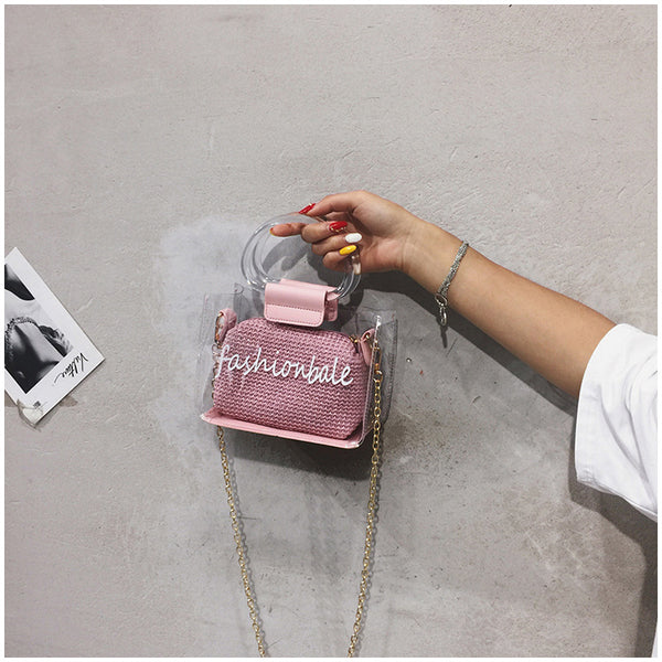 Transparent Jelly Bag Women's Shoulder Crossover Bag/Handbag Mother-in-law Bags Summer Straw Casual Fairy Bag Beach Handbag | Vimost Shop.