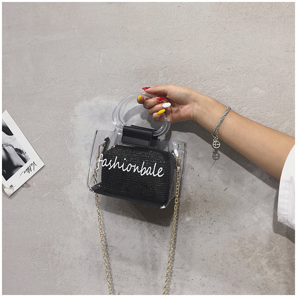 Transparent Jelly Bag Women's Shoulder Crossover Bag/Handbag Mother-in-law Bags Summer Straw Casual Fairy Bag Beach Handbag | Vimost Shop.