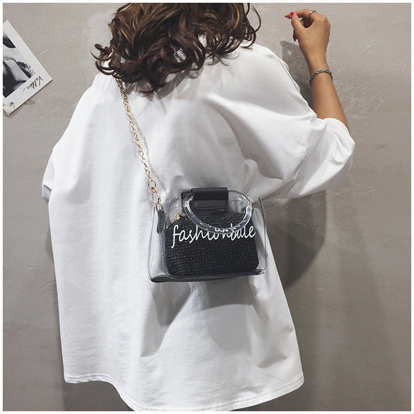 Transparent Jelly Bag Women's Shoulder Crossover Bag/Handbag Mother-in-law Bags Summer Straw Casual Fairy Bag Beach Handbag | Vimost Shop.