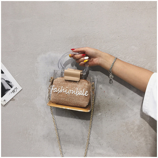 Transparent Jelly Bag Women's Shoulder Crossover Bag/Handbag Mother-in-law Bags Summer Straw Casual Fairy Bag Beach Handbag | Vimost Shop.