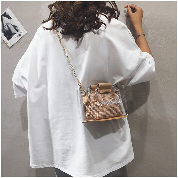 Transparent Jelly Bag Women's Shoulder Crossover Bag/Handbag Mother-in-law Bags Summer Straw Casual Fairy Bag Beach Handbag | Vimost Shop.