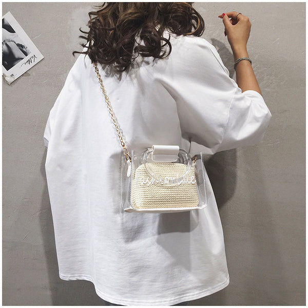 Transparent Jelly Bag Women's Shoulder Crossover Bag/Handbag Mother-in-law Bags Summer Straw Casual Fairy Bag Beach Handbag | Vimost Shop.