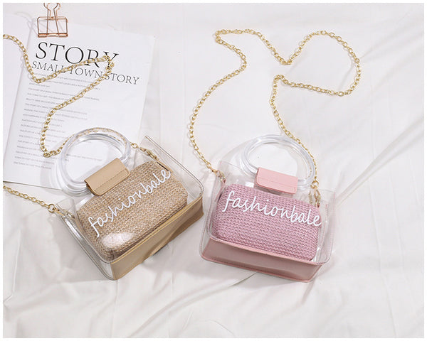 Transparent Jelly Bag Women's Shoulder Crossover Bag/Handbag Mother-in-law Bags Summer Straw Casual Fairy Bag Beach Handbag | Vimost Shop.
