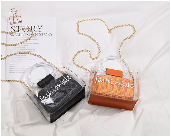 Transparent Jelly Bag Women's Shoulder Crossover Bag/Handbag Mother-in-law Bags Summer Straw Casual Fairy Bag Beach Handbag | Vimost Shop.