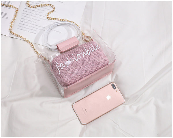 Transparent Jelly Bag Women's Shoulder Crossover Bag/Handbag Mother-in-law Bags Summer Straw Casual Fairy Bag Beach Handbag | Vimost Shop.