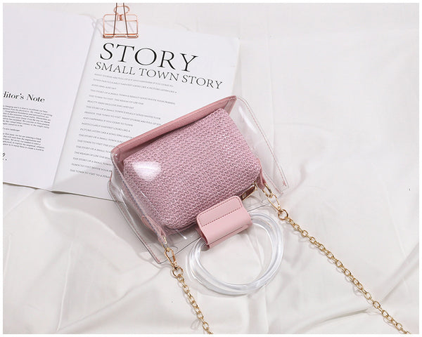 Transparent Jelly Bag Women's Shoulder Crossover Bag/Handbag Mother-in-law Bags Summer Straw Casual Fairy Bag Beach Handbag | Vimost Shop.