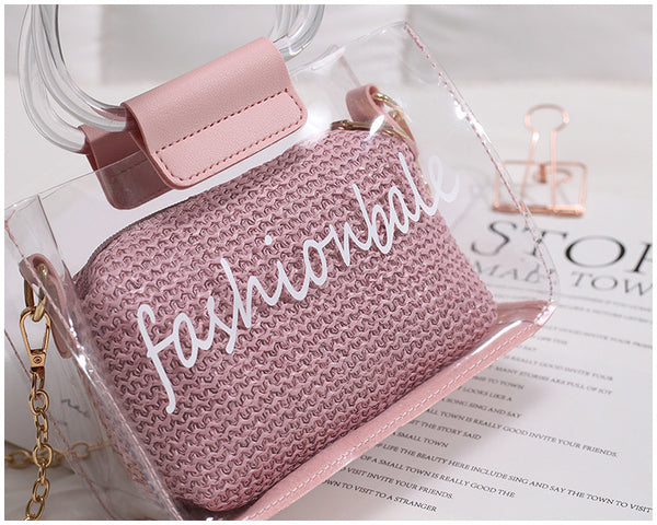 Transparent Jelly Bag Women's Shoulder Crossover Bag/Handbag Mother-in-law Bags Summer Straw Casual Fairy Bag Beach Handbag | Vimost Shop.