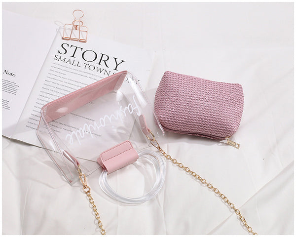Transparent Jelly Bag Women's Shoulder Crossover Bag/Handbag Mother-in-law Bags Summer Straw Casual Fairy Bag Beach Handbag | Vimost Shop.