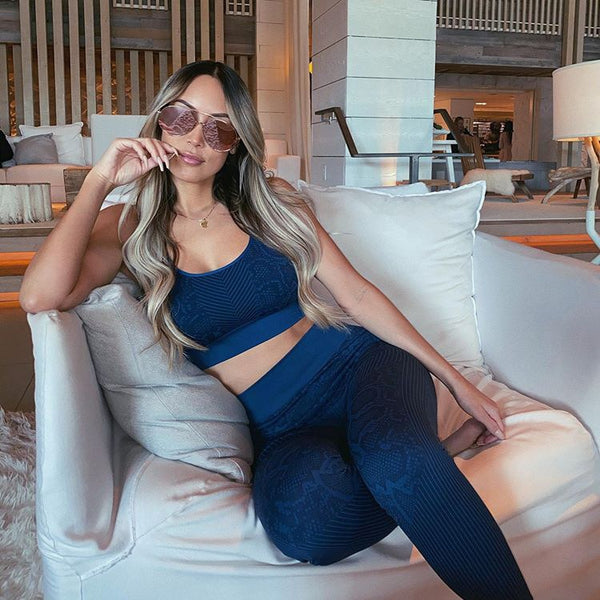 Seamless Snakeskin Print Yoga Set Gym Clothing Fashion Tank Crop Top Leggings Suit Push Up Workout Training Running Tracksuit | Vimost Shop.