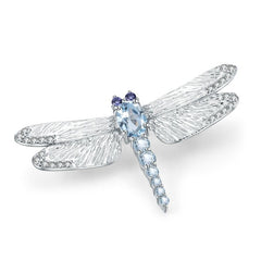 1.41Ct Natural Sky Blue Topaz Brooch 925 Sterling Sliver Handmade Design Dragonfly Brooches For Women Fine Jewelry