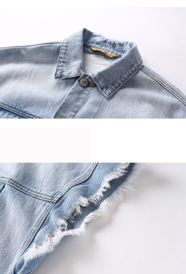 Harajuku Blue Graphic Print Casual Woman Denim Jackets Sleeveless Femme Daily Outerwear | Vimost Shop.