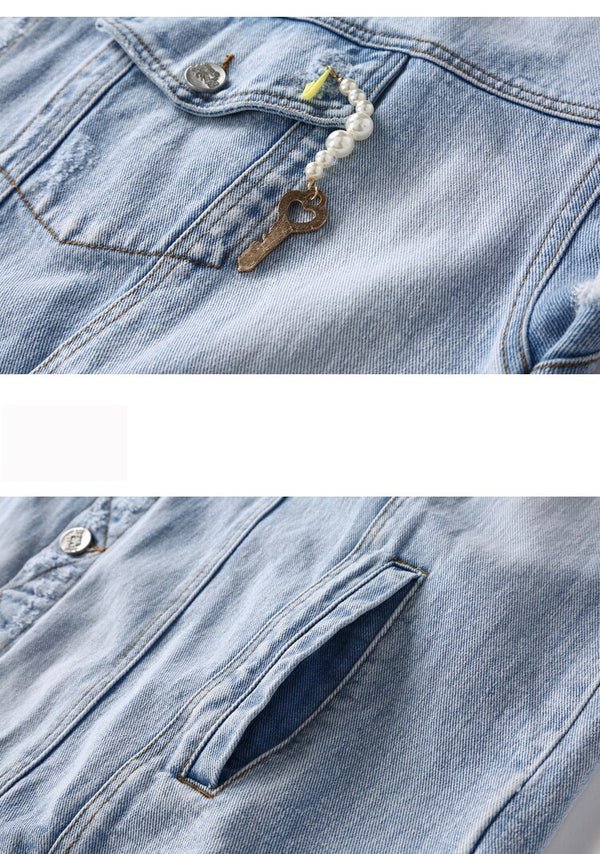 Harajuku Blue Graphic Print Casual Woman Denim Jackets Sleeveless Femme Daily Outerwear | Vimost Shop.