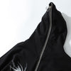 Punk Graphic Print Zipper Ribbon Hooded Hoodie Men Casual Black Cool Oversize Coat Fashion Sweatshirt Streetwear Autumn