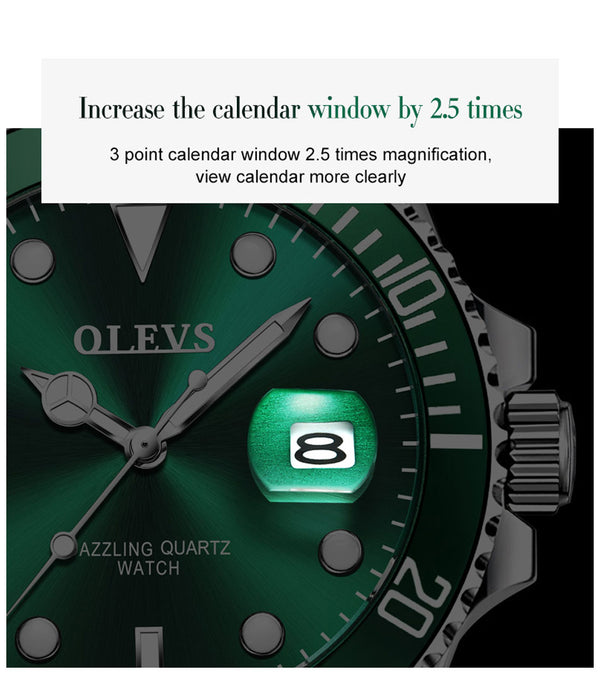 Mens Watches Top Brand Luxury Fashion Waterproof Luminous Hand Green Dial Quartz Sports Wristwatch Gifts for Men | Vimost Shop.