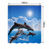 Ocean Design Dolphin 4 In 1 Waterproof Fabric Bathroom 3D Shower Curtain Set with Non Slip Toilet Cover Rugs Mat Home Decoration | Vimost Shop.