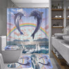 Ocean Design Dolphin 4 In 1 Waterproof Fabric Bathroom 3D Shower Curtain Set with Non Slip Toilet Cover Rugs Mat Home Decoration | Vimost Shop.
