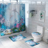Ocean Design Dolphin 4 In 1 Waterproof Fabric Bathroom 3D Shower Curtain Set with Non Slip Toilet Cover Rugs Mat Home Decoration | Vimost Shop.